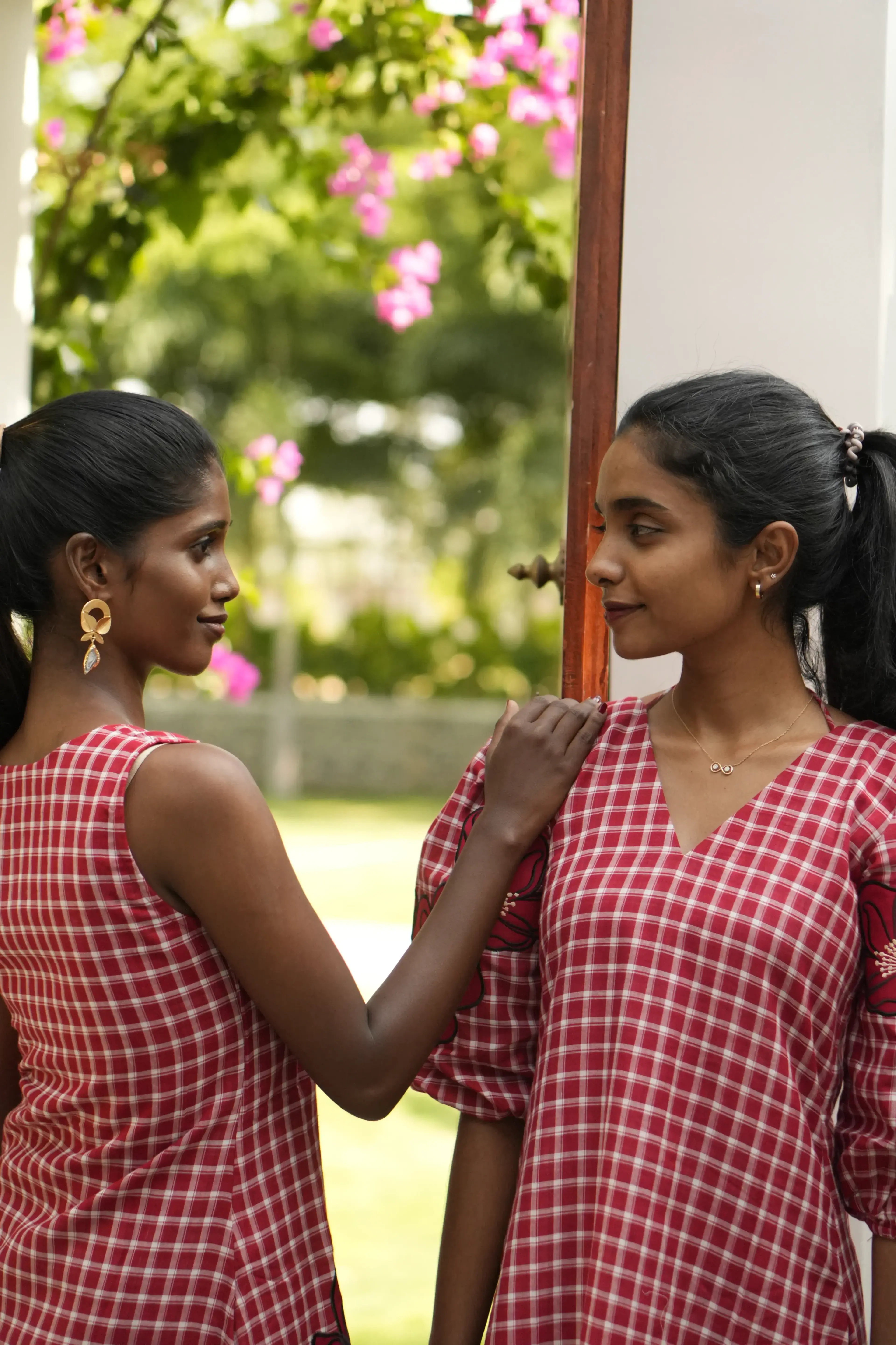 Fashion editorial with twin models